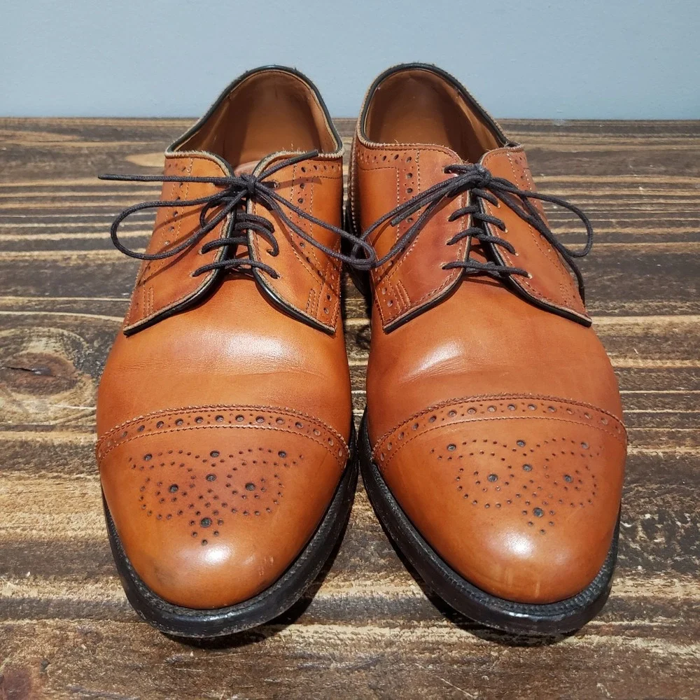 Allen Edmonds Oxford Mens 9.5 E Sanford Brown Fair Cap Toe Brogue Dress Shoes